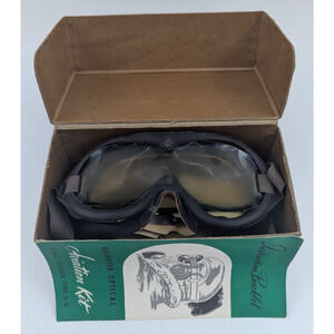 WWII US Army Air Force Flying Goggles Type B-8 W/ Box & Spare Lenses As Is